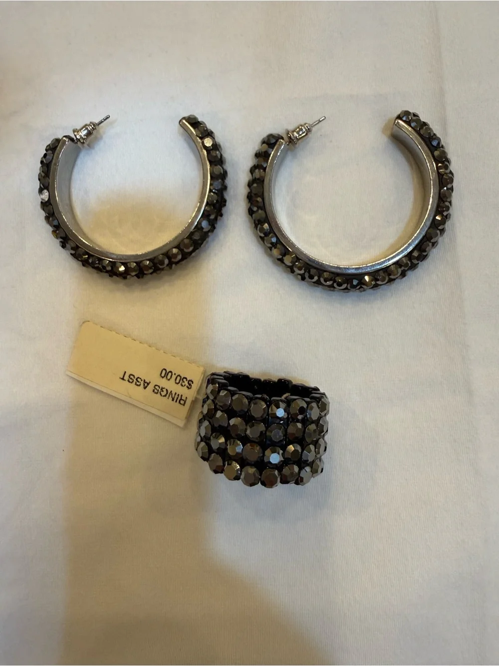 Hematite Crystal Stretch Band Ring - Women Jewelry